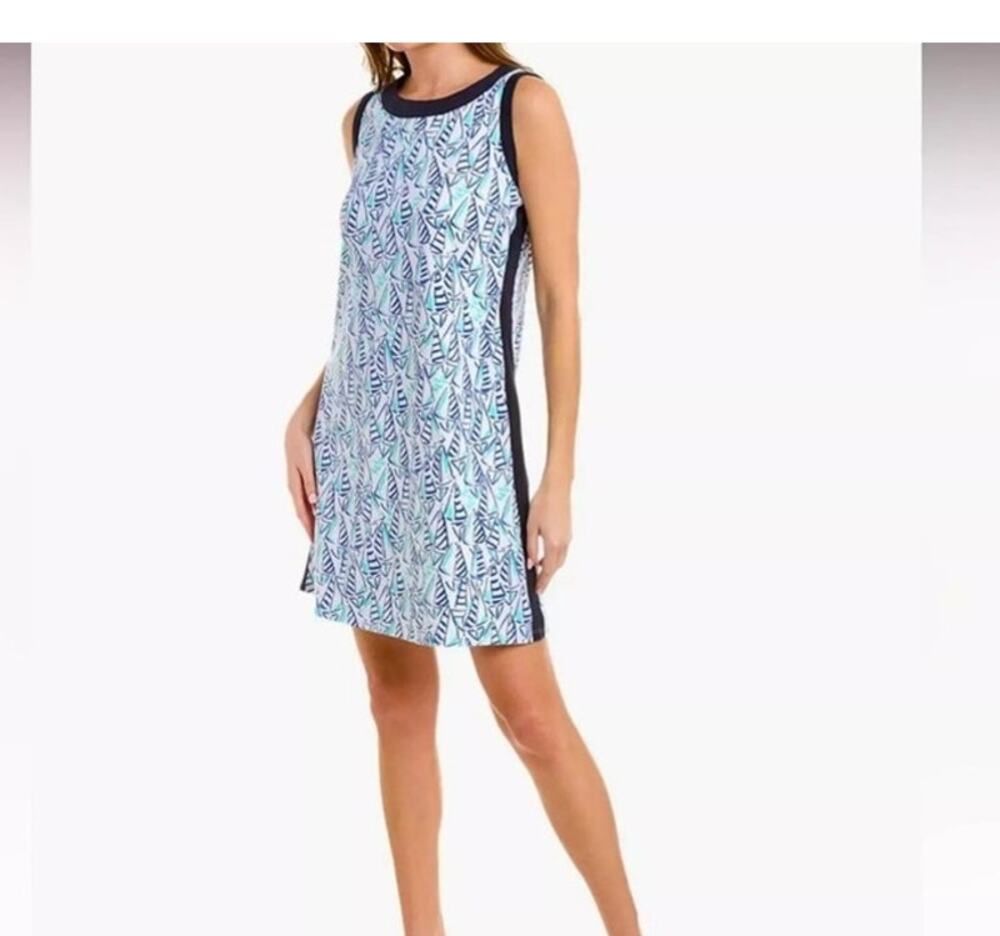 Duffield Lane Claire dress small sleeveless nautical sailboat print midi beach